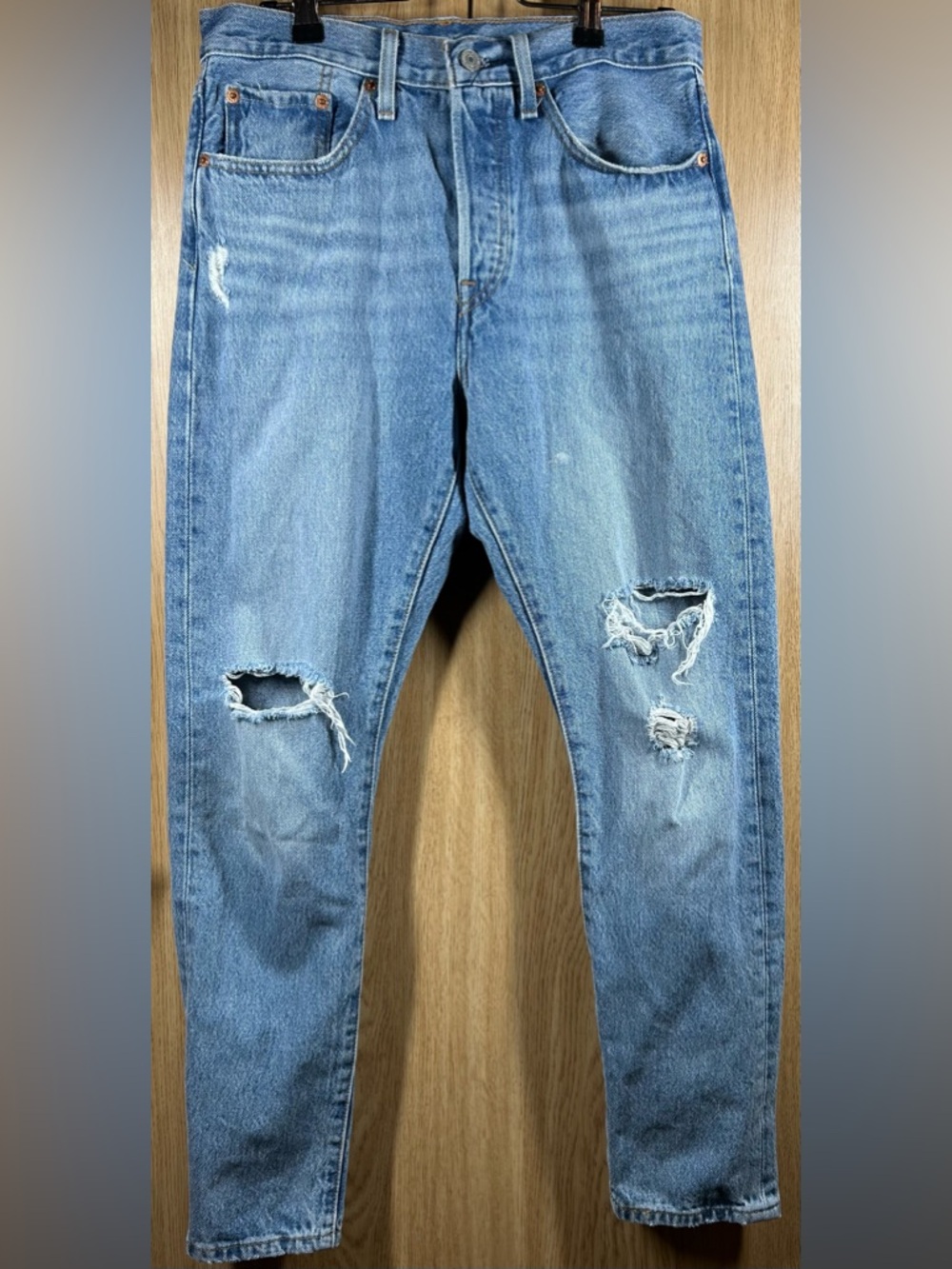 Levis 501 Jeans Women’s 27x28 Straight Leg Distressed Button Fly Vintage Denim